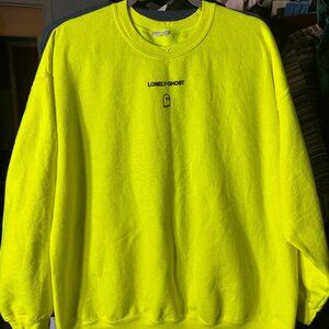 Lonely Ghost "Text Me When You Get Home" Bright Yellow Sweatshirt SZ XL